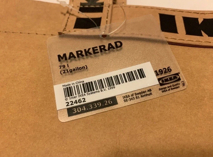 Bolso de Mano IKEA Off White Virgil Abloh Markerad Escultura | 6214 Grande 21 Galones  Foto 4 de 4