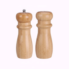 Salt & Pepper Mills 2PC Bamboo Set 150ml Ceramic Grinder, Adjustable Coarseness