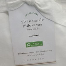 NEW Pottery Barn PB Essential Standard Pillowcases Set/2, 300 TC White New