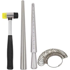 Ring Sizer Mandrel Measuring Tool with Ring Sizing Guage of 27 Pcs Circle Mod...