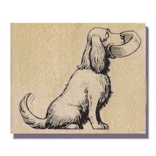 Mounted Rubber Stamp, HUNGRY DOG, Food Bowl, Dog Stamp,Animal,Retriever,Dogs,Eat