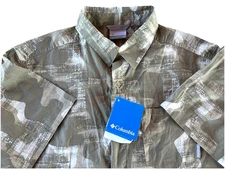 NWT COLUMBIA TRAIL OF THE CEDARS MENS BEAUTIFUL SHORT SLEEVE COTTON CAMO SHIRT M