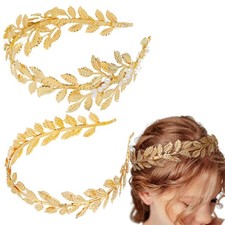 2 Pcs Greek Gold Color Leaf Headbands Goddess Crown 1 Count Pack of 2 ,