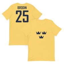 Jonas Brodin #25 Team Sweden Hockey Jersey Shirt Olympics World Cup