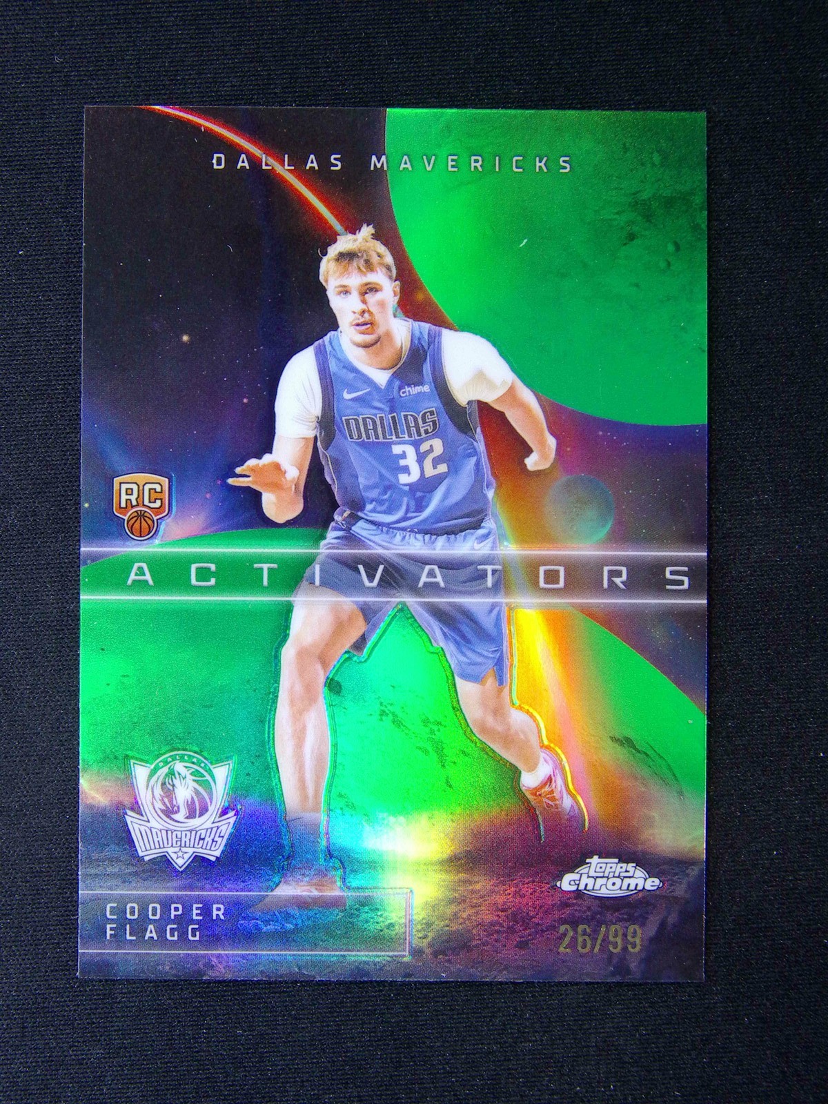 2025-26 Topps Chrome Cooper Flagg RC Rookie Activators Green Refractor /99