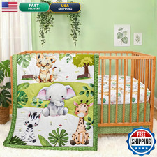 Figepo Baby Crib Bedding Set Safari Neutral Crib Nursery Comforter Bed Sets