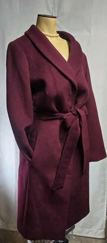 Talbots Clásico Hermoso y Suave Mezcla de Lana de Bayas Forrado Corbata Abrigo Chaqueta Botones - Imagen 6 de 23