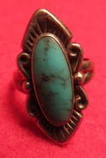 Vintage Navajo Size 5 Turquoise Hallmarked Sterling Ring  4.99 grams