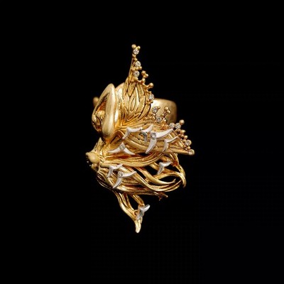 Vintage Iris Flower Open Ring - Luxury Retro Statement Finger Jewelry for Women