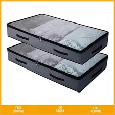 Durable Shallow Underbed Storage Bags Clear Zip Cover 97x50x14cm 2 Pack Set