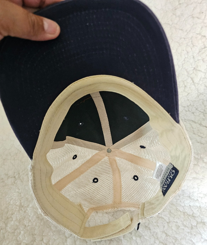 Flathead Lake Lodge Montana Trucker Hat Blue Beige One Size Adjustable Strapback - Picture 9 of 11