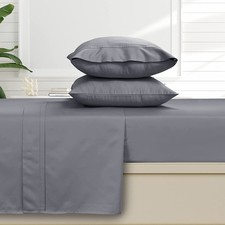 King Fitted Sheet Soft Egyptian Cotton Sateen Extra Deep Pocket Steel Grey