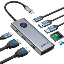 ORICO USB C Docking Station Dual Monitor, 8-in-1 USB C Hub with 2 HDMI 4K 60H...