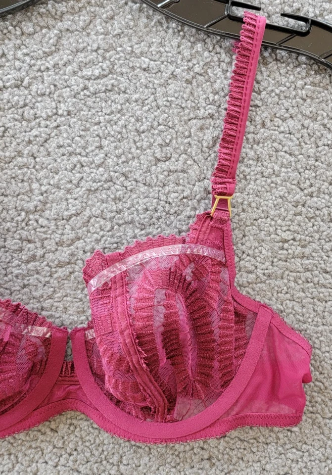 Sujetador Wacoal After Dark bordado balconette para mujer 34C rojo ciruela ajustable Foto 4 de 4