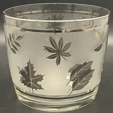 Libbey Hostess Silver Foliage Leaf Frosted Ice Bucket 1957-1978 USA 5"tall 6"dia