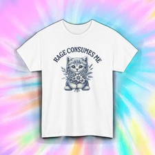 Rage Consumes Me Shirt Cute Angry Cat Humor Sarcastic Mood Graphic Tee S-5XL