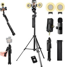 Vlogging Kit for iPhone/Andriod,70.9 Auto Face Tracking Tipod,360 Rotatable Sel