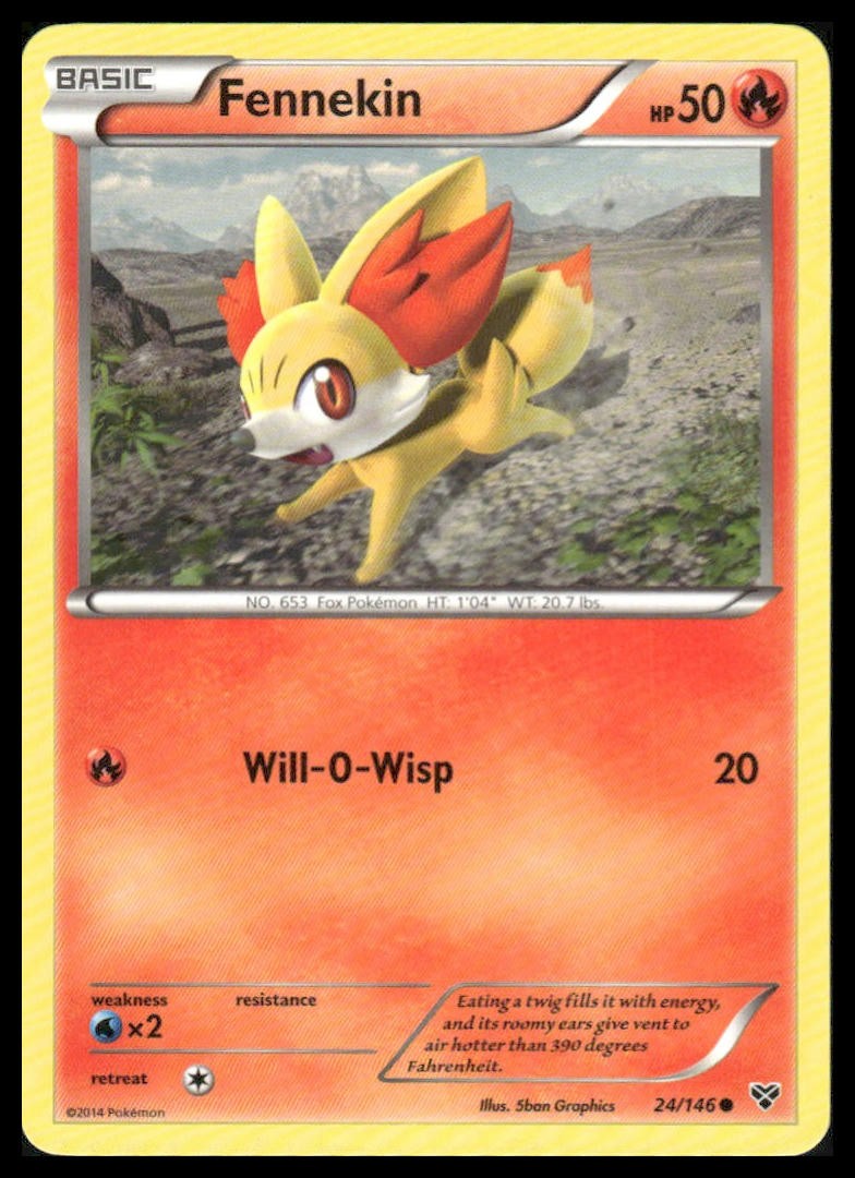 Pokemon XY Base Set #24/146 Fennekin Common Near Mint or Better