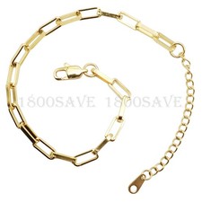 Unisex Genuine Classic 18K Yellow Gold Filled 4mm PaperClip Chain Bracelet 7" 2"