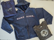 Lot of 3 Quiksilver Youth Boys Size Medium Full Zip Hoodie  Graphic T-Shirts