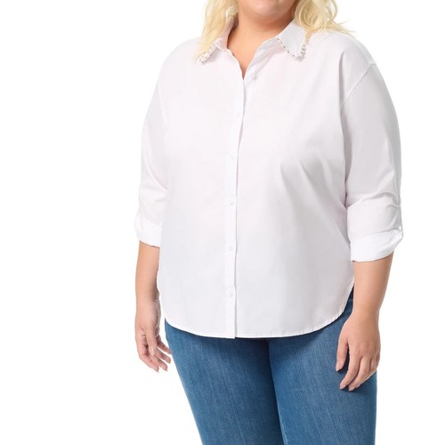 Gloria Vanderbilt weißes Top plus Strass Perlenkragen Schwanenserie Amanda 4X - Bild 6 von 7