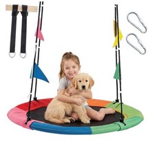 40 Inch Saucer Tree Swing for Kids and Adults, Colorful  Round Colorful-40in