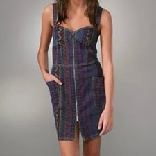NWT Marc Jacobs Diamond Denim Dress Cloud Cream Multi Aztec Print Sz 12  