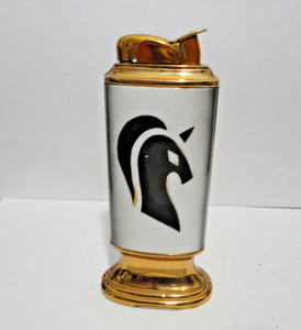 c 1950 EVANS ENAMEL Table Lighter with Trojan Horse Design.RARE. MINIMUM USE