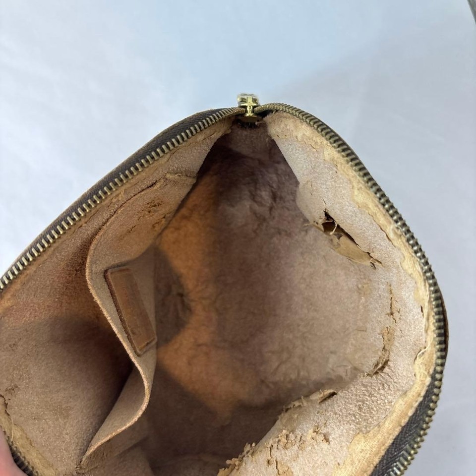 Louis Vuitton Monogram Cosmetic Pouch PM Accessory Case Leather Brown ...