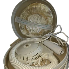 Vtg GE General Electric Portable Deluxe Hair Dryer Bouffant Bonnet w/Case 