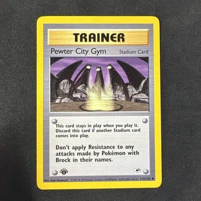 Pewter City Gym 115/132 Gym Heroes Regular 1st Edition Pokemon MJ