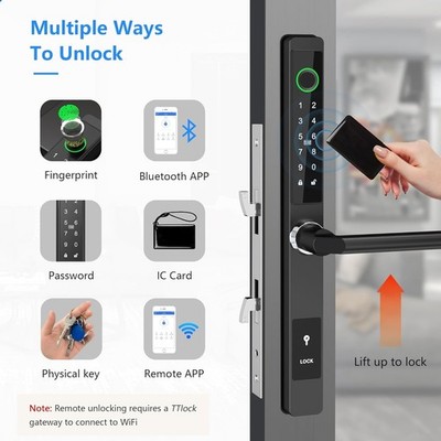 Slim Smart Lock for Sliding Glass Door, Waterproof Keyless Smart .