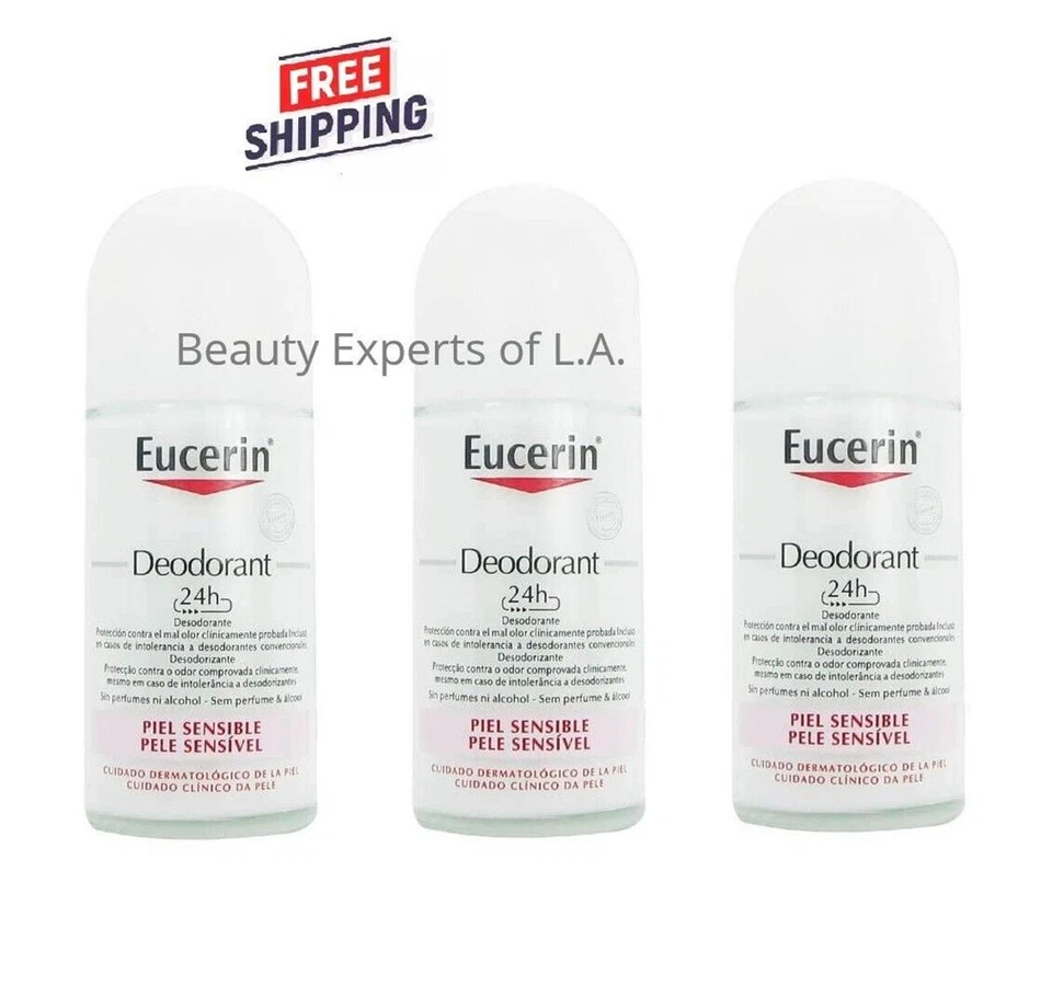 -SENSIBLE- PACK 3 Eucerin Desodorante Roll-On 24h Sensible 50ml / 1.7oz Foto 2 de 4