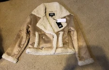 Adorable FRYE Faux Suede & Faux Short Shearling Jacket M Vegan NWT