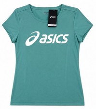 Image of ASICS Women's Large Sports Logo Tee KingfisherHeather BNWT Running Gym T shirt