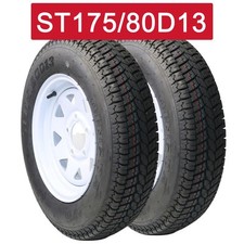 Set Of 2 Trailer Tires Rims St17580d13 175 80 13 Tire 5 Lug On 4.5 6 Ply