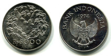 5000 Rupiah Indonesien 1974 Silber  "Orangutan"