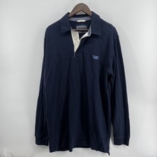 LL Bean Rugby Shirt Men Large Tall Blue Heavy Cotton Long Sleeve Made in USA