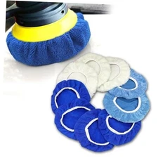 9PCS Car Polisher Pad Bonnet, Orbital Polishing Bonnet Coral Fleece 7-8 Inches