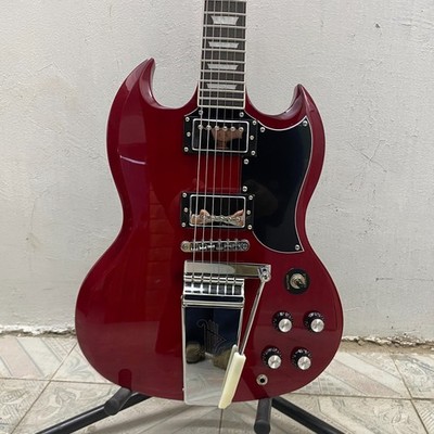 Transparent Red SG Electric Guitar Maestro Vibrola Tailpiece Chrome Hardware