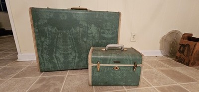 Matching Set of 2 Samsonite Travel Luggage Hard Case Bermuda Green Marbled Color