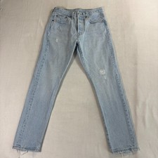 Levi's 501s Women's Jeans W26 L28 Light Wash Distressed Button Fly Denim