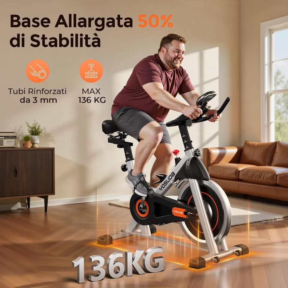Cyclette Da Casa Con Resistenza Magnetica Regolabile 0-100%, Bicicletta per Alle - Immagine 2 di 4