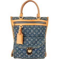 Louis Vuitton Denim Monogram Sac Plat Handbag...