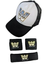 John Cena Word Life Black White Baseball Hat Headband Wristband Set WWF WWE