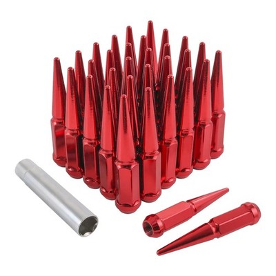 JDMSPEED Red 32 Pc Set Spike Lug Nuts 9/16 Dodge Ram