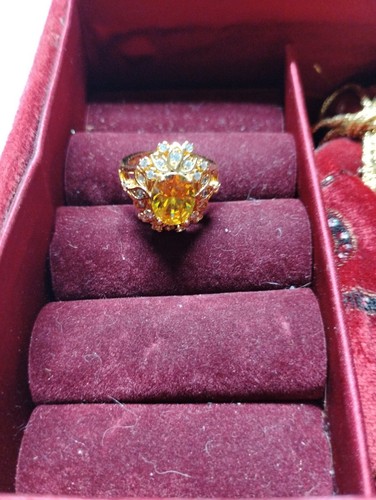 Gold Plated Filled Citrine Ring Sz 6 Marked 14k - Picture 14 of 24