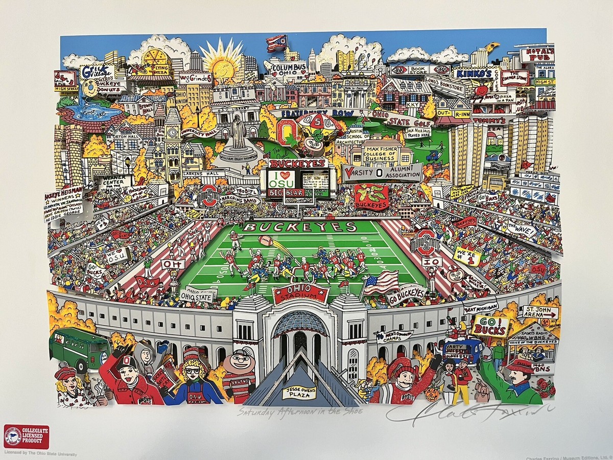 Charles Fazzino Ohio State Buckeyes 3D Artwork “Saturday Afternoon