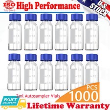 1000x 2ml Autosampler Vials Caps 9-425 Glass Bottle Screw Top HPLC GC