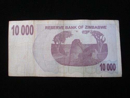 ZIMBABWE 2007 10000 Dollars Bearer Cheque Average Circulated Condition - Picture 2 of 2